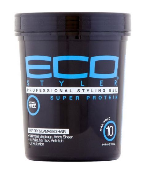 ECOSTYLE STYLING GEL SUPER     PROTEIN BLACK/BLUE 32 OZ(CS/6)*